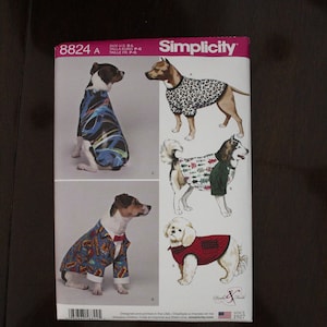 S8824 Cute Dog Coats Jackets with Variations, Three Sizes, Sized for Knits Only  Size S-L Uncut w Factory Fold