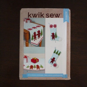 KWIK SEW Stockings Runner Tree Skirt & Appliques, K4346 R10855 Uncut w Factory Fold P10