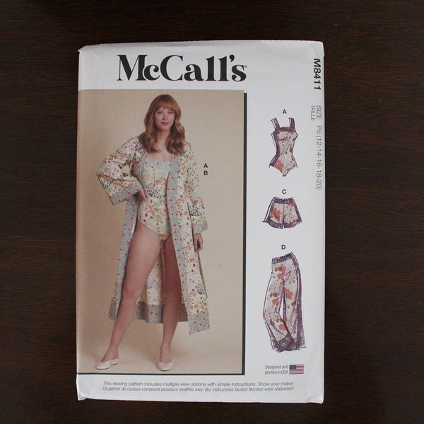 M8411 McCall's Misses Bodysuit, Robe, Shorts and Pants, New Sewing Pattern, Uncut Factory Fold P2