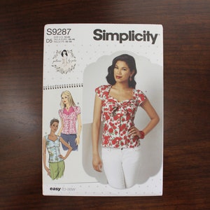 S9287 Misses&#39; Sweetheart Neckline Blouses by Gertie, Variations and Darts, Simplicity Sewing Pattern, Size 12-20 Uncut Factory Fold, P2