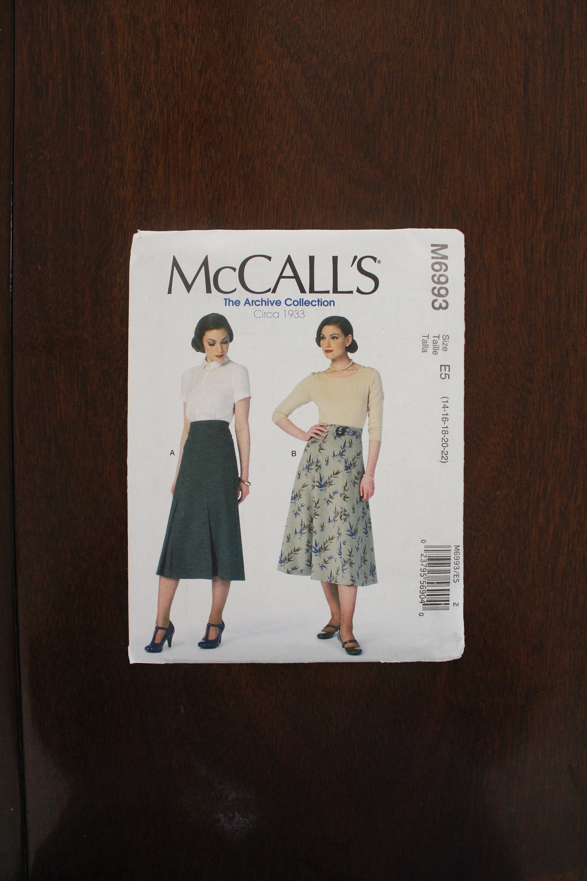 Skirts/Belt, M6993 Misses' Raised Waist, High Waist, Panels, Lined Yoke, "The Archive Collection C 1933", Choose SZ, Uncut Factory Fold, P6