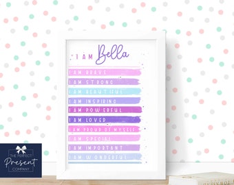 Personalised Positive Affirmation Print | A4 Affirmation Print | Girl's Affirmation Print| Affirmations Prints | Girls Positivity Gift