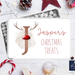 Personalisierte Weihnachtsdose | Weihnachtsgeschenk Dose | Rentierdose personalisiert | Personalisierte Weihnachtsdose | Rentier Initial Weihnachtsdose