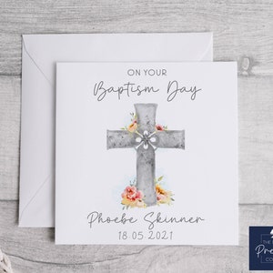 Tarjeta de bautismo de niñas personalizada / tarjeta de bautismo personalizada / El día de su bautismo / Tarjeta de bautizo personalizada para niñas
