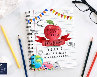 Personalised Teacher Gift | Personalised Teacher Notebook | World's Best Teacher | Teaching Assistant Gift | End of Year Gift | End of Term