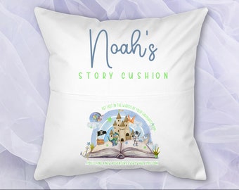 Personalised Childrens Cushion | Kids Story Cushion | Boys Book Cushion | Girls Book Cushion | Book Cushion | Pocket Cushion | Kids Birthday