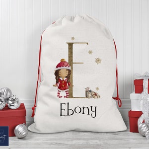 Personalised Christmas Sack | Christmas Elf Present Sack | Elf Santa Sack | Girl Elf | Boy Elf | Kids Christmas Gift Sack | Elf Xmas Eve Bag