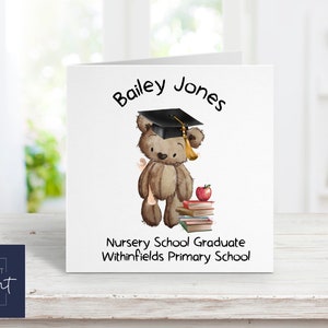 Tarjeta personalizada de guardería / Tarjeta de graduado de guardería / Tarjeta de salida de guardería / Tarjeta de abandono de guardería / Inicio de la escuela primaria / Escuela infantil