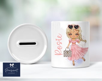 Mädchen Personalisierte Spardose | Spardose für ältere Mädchen | Geschenk für Mädchen | Teenager Mädchen Geschenk | Preteen Geschenk | Mode Mädchen | Geschenk für Tochter
