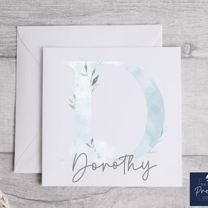 Scheda personalizzata / Scheda personalizzata per tutte le occasioni /b Carta alfabeto blu / Alfabeto acquerello / Carta ad acquerello / Carta per lei
