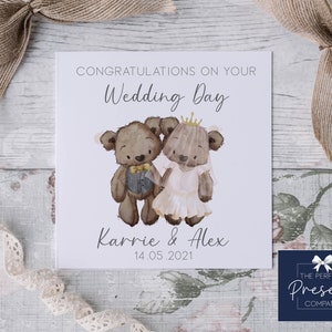 Personalisierte Hochzeitskarte | Hochzeitstagskarte | Karte zum Hochzeitstag | Hochzeit Teddybär | Personalisierter Hochzeitsteddy | Hochzeitsgeschenk