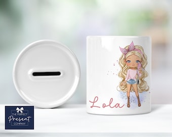 Mädchen Personalisierte Spardose | Ältere Mädchen Spardose | Geschenk für Mädchen | Teenage Girl Geschenk | Preteen Geschenk | Fashion Girl | Geschenk für Tochter