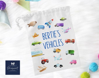 Personalised Vehicles Bag | Vehicle Storage Bag | Kids Vehicle Gift | Vehicles Stuff Bag | Car Bag | Toy Storage Bag | Toy Travel Sack