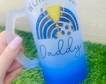 Personalised Beer Pint Glass | Frosted Glass Stein | Christmas Gift | Drinking Gift Idea | Football Gift | Stocking Filler | Beer Glass