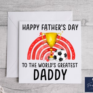 Personalised Father&#39;s Day Card | Red Football Themed Rainbow | Personalised Football Father&#39;s Day Card | Card for Dad | Card for Grandad