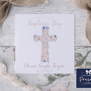 Cartão personalizado do baptismo das meninas | Cartão de batismo personalizado | No dia do seu batismo | Cartão de batismo personalizado para meninas | Dia do Batismo das Meninas