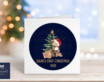 Personalised First Christmas Card | Personalised First Christmas Card | Xmas Card for Baby | Baby Boy | Baby Girl | Xmas Teddy Bear Card