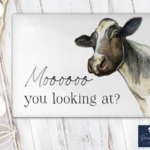 Personalised Glass Chopping Board | Kitchen Worktop Saver | Mothers Day Gift | Cow Chopping Board | Cow Gift | Animal Kitchen Gift
