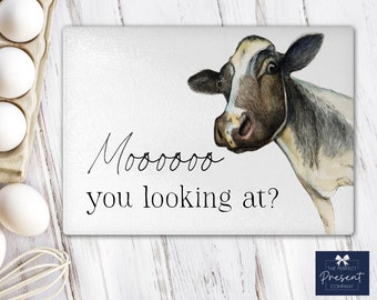 Personalised Glass Chopping Board | Kitchen Worktop Saver | Mothers Day Gift | Cow Chopping Board | Cow Gift | Animal Kitchen Gift