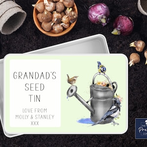 Latta di semi personalizzata / Latta da giardino personalizzata / Latta di semi del nonno / Regalo da giardinaggio / Latta di semi / Regalo per la festa del papà / Regalo per giardiniere