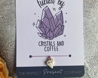 Bracelet Crystal Wish | Bracelet Crystal Lovers | Cadeau pour Crystal Lover | | Crystal Lover Alimenté par du café et des cristaux | Cadeau de cristal