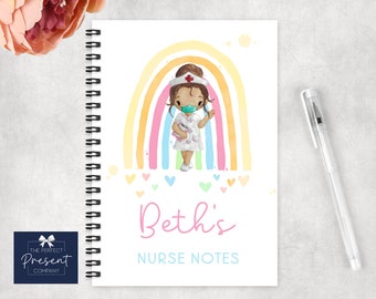 Personalised Nurse Notebook | Nurse Notes | Gift for Nurse | Gift for Healthcare | Nursing Notebook | Rainbow Nurse Gift | Thank you NHS