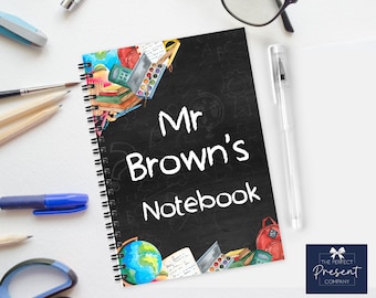 Personalised Teacher Gift | Personalised Teacher Notebook | Teacher Thankyou Gift | Teaching Assistant Gift | Chalkboard Teacher Notebook