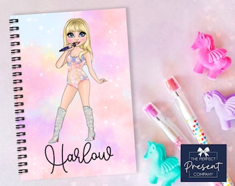 Personalised Girls Notebook | Teenager Notebook | Pre Teen Notebook | Popstar Notepad | Teenager Girl Birthday Gift | Pop Star Notebook