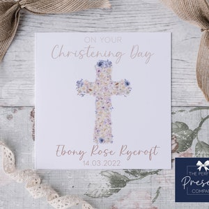 Biglietto di battesimo personalizzato per ragazze / Biglietto di battesimo personalizzato / Nel tuo giorno di battesimo / Carta di battesimo personalizzata per ragazze