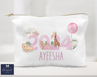 Personalised Changing Bag | Personalised Nappy Pouch | Personalised Wipes Bag | Baby Storage | Born in 2024 | Baby Girl Gift | Clean Bum Bag