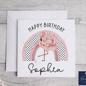 Personalisierte Flamingo Geburtstagskarte | Flamingo Karte | Personalisierte Karte für Sie | Mädchen Geburtstagskarte | Flamingo Karte | Rosa Flamingo