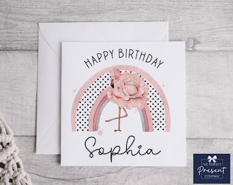 Personalised Flamingo Birthday Card | Flamingo Card | Personalised Card for Her | Girls Birthday Card | Flamingo Card | Spotty Pink Flamingo