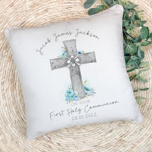 Personalised Boys First Holy Communion Gift | First Holy Communion Keepsake | First 1st Holy Communion | Holy Communion | Communion Cushion