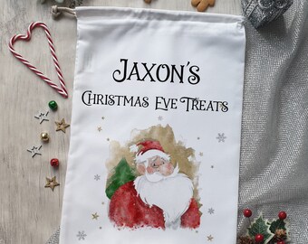 Personalised Father Christmas Treat Bag | Personalised Santa Christmas Eve Bag | Kids Santa Claus Christmas Eve Bag | Xmas Eve Box Filler