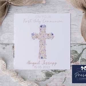 Personalised Girls First Holy Communion Card | 1st Holy Communion Card | Holy Communion Card | Religious Card | Holy Communion Keepsake