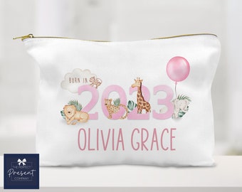 Personalised Nappy Pouch | Personalised Wipes Bag  | Personalised Changing Bag | Baby Storage | Born in 2023 | New Baby Gift | New Baby Girl