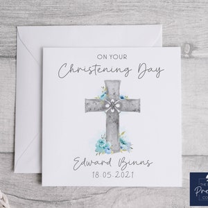 Tarjeta personalizada de bautizo para niños / Tarjeta de bautizo personalizada / En su día de bautizo / Tarjeta de bautismo personalizada para niños