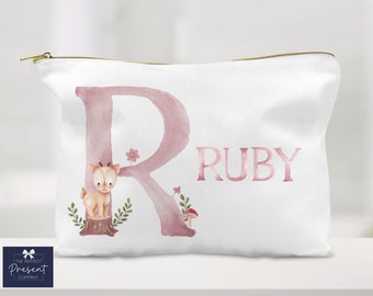 Personalised Changing Bag | Personalised Nappy Pouch | Personalised Wipes Bag | Baby Storage | Woodland Animals Baby Gift | Baby Girl Gift