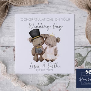 carte de mariage personnalisée | carte de jour de mariage | Carte pour le jour du mariage | | d’ours en peluche de mariage Mariage personnalisé Teddy | Cadeau de mariage