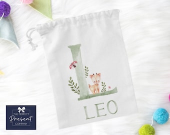 Personalised Baby Bag | Woodland Animal | Baby Boy Gift | Christening Gift | Baptism Gift | Naming Day | First Outfit | Newborn Keepsake
