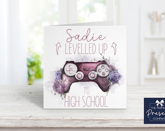 Personalised Gamer Card | School Leaver Card | New School Card | Levelled Up To High School | Year 6 Card | Class of 2024 | High School Card