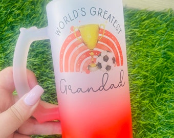 Personalised Frosted Glass Stein | Beer Pint Glass | Christmas Gift for Him | Drinking Gift Idea | Football Gift | Stocking Filler For Him