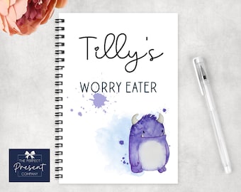 Personalised Worry Book | Personalised Kids Worry Monster Book | Children's Mental Health | Personalised Anxiety Aid | Kids Worry Journal