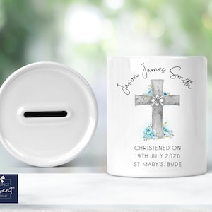 Personalised Christening Gift | Christening Money Box | Personalised Boys Baptism Gift | Personalised Girls Baptism Gift | Ceramic Money Box