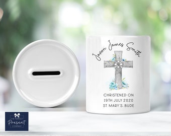 Personalised Christening Gift | Christening Money Box | Personalised Boys Baptism Gift | Personalised Girls Baptism Gift | Ceramic Money Box