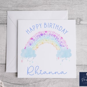 Biglietto di compleanno arcobaleno personalizzato / Biglietto di compleanno arcobaleno / Arcobaleno di compleanno / Biglietto di compleanno gioiello / Ragazze Arcobaleno / Compleanno arcobaleno