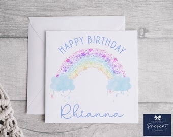 Personalised Rainbow Birthday Card | Rainbow Birthday Card | Birthday Rainbow | Jewelled Birthday Card | Girls Rainbow | Rainbow Birthday