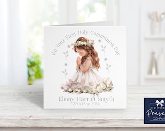 Personalised Girls First Holy Communion Card | 1st Holy Communion Card | First Holy Communion Gift | First Holy Communion Keepsake