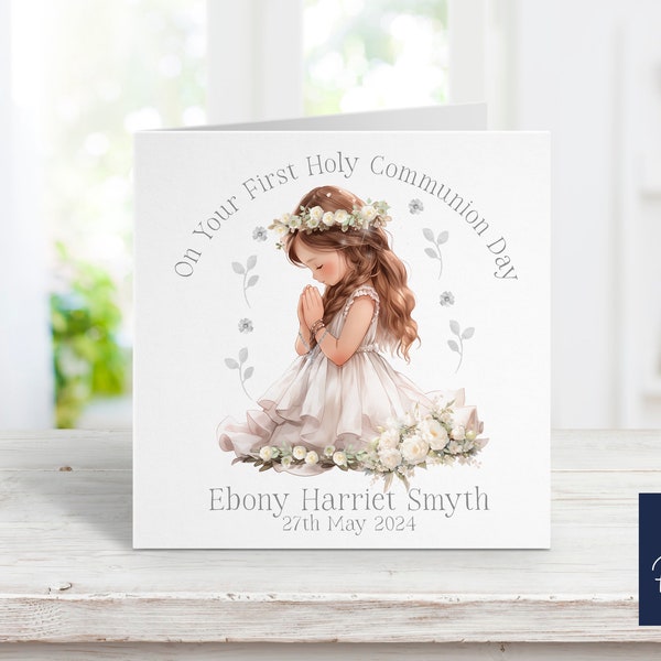 Personalised Girls First Holy Communion Card | 1st Holy Communion Card | First Holy Communion Gift | First Holy Communion Keepsake