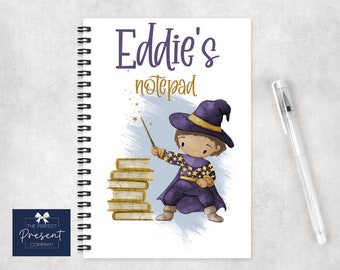 Personalised Wizard Notebook | Wizard Jotter | Personalised Kids Notebook | A5 Wizard Notebook | Personalised Wizard Lined Notebook